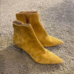 DSW Mustard Suede Ankle Boots